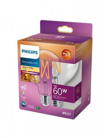 Globo 93 Led  E27  Philips   Dimm.    7 w  ( 60w )  806 Lm.  2.200ºK /2.700ºK