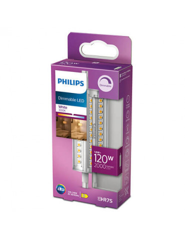 LINEAL LED R7S 118 PHILIPS    14 w ( 120w ) 2000 Lm.  3.000ºK  DIMMABLE