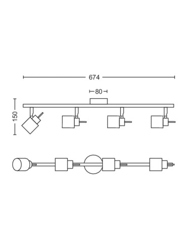 MERANTI  4   FOCOS   PHILIPS            Blanco / Negro         GU10 no incl.