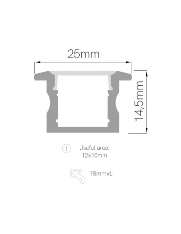 PERFIL 1 m. ALUM.  25X14 mm     EMPOTRAR