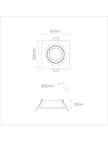 Zio Emp. Beneito-Faure  Ext. 90 mm.  Cut.Ø80 mm.   GU10 no incl.