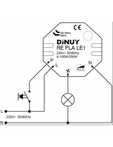 Regulador DINUY RE PLA LE1 Lámparas Led dimmables y tiras de Led 230 v (3H)