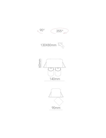 Mini Oxo SQ2 Beneito-Faure  E.140x90mm.  C.130x80mm.    12 w  1200 Lm.