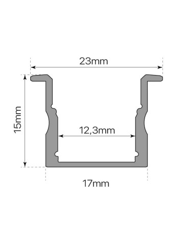 Perfil Alum. Emp. 23 X14 mm  Difusor + Grapas + Tapas    1 mt.